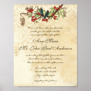 Póster Invitación a la boda de la Boda Verde azulada de P