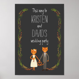 Póster Invitación a la boda de los gatos de boho rústico