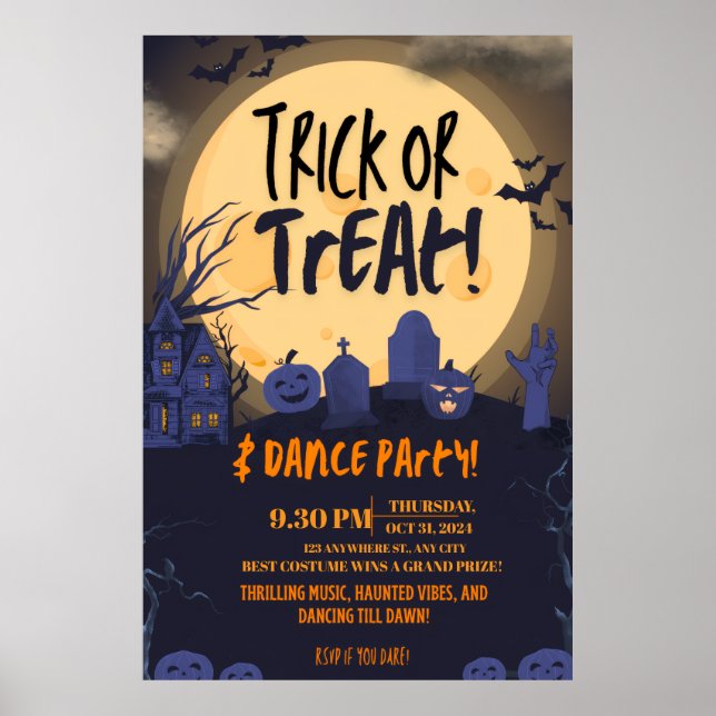 Póster Invitación a la Fiesta de Baile de Halloween 'Truc (Frente)