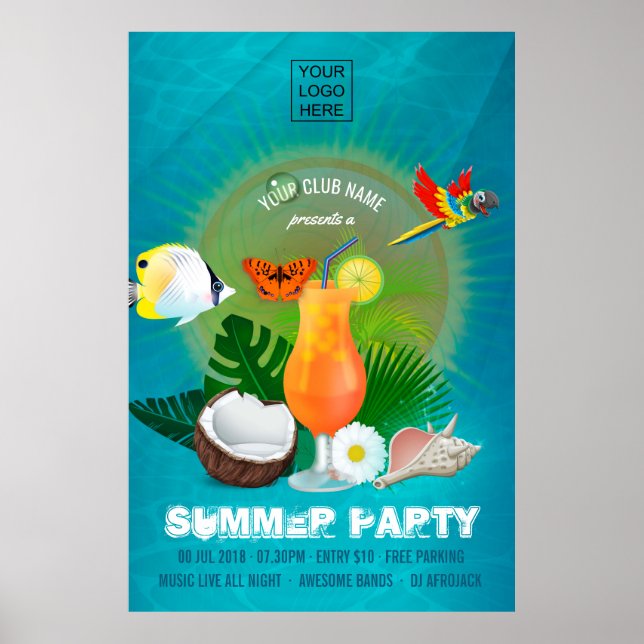 Póster Invitación a la fiesta de cócteles de verano entre (Frente)