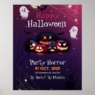 Póster Invitación a la fiesta de Halloween, Fiesta de hor