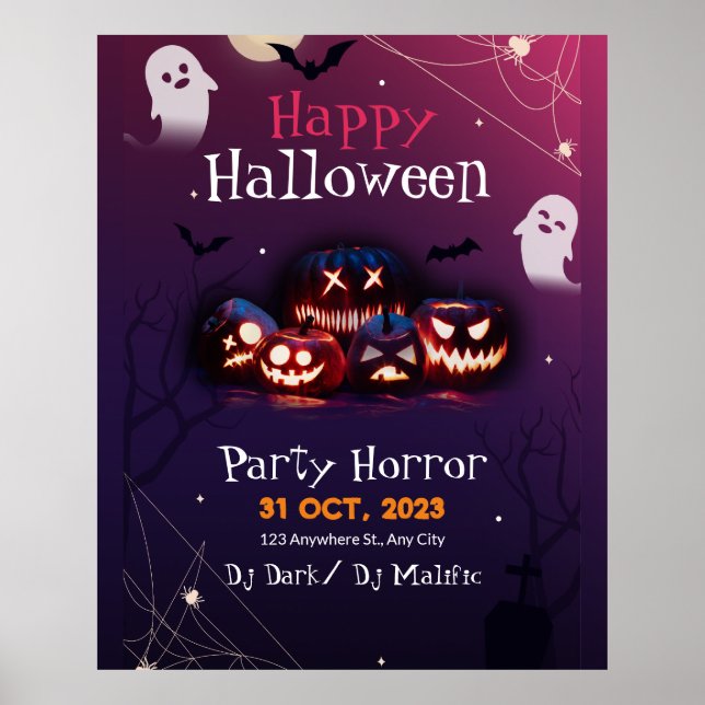 Póster Invitación a la fiesta de Halloween, Fiesta de ter (Frente)