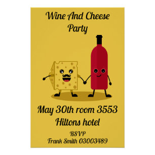 Póster Invitación a la fiesta del vino y el queso