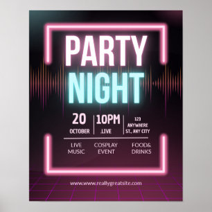 Póster Invitación a la fiesta musical, volante nocturno F