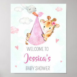 Póster Invitación a la tormenta fiesta Chica  giraffe fie