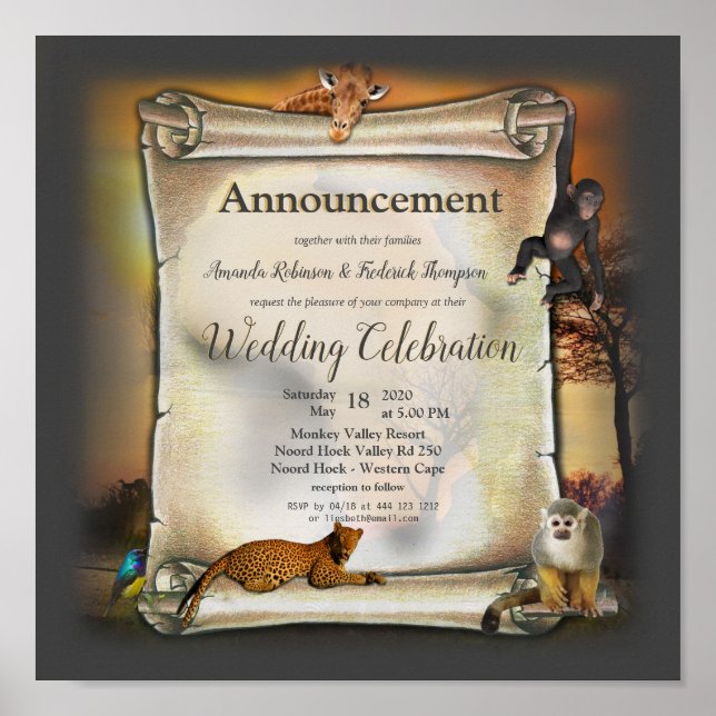 Póster Invitación africana al atardecer (Frente)