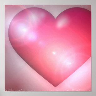 Póster Invitación al diseño del corazón rosado