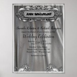 Póster Invitación Boda plateado