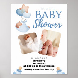 Póster invitación de baby shower de acuarela