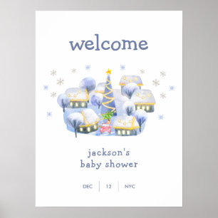 Póster Invitación de Baby Shower 'Un Pueblo para la Nieve