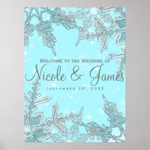 Póster Invitación de Boda Copos de Nieve País de las Mara