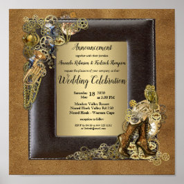 Póster Invitación de Boda de Steampunk-Gold