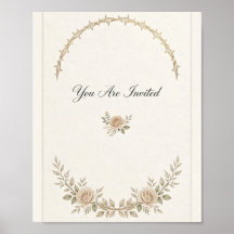 Invitación de Boda Elegante Rosa Beige y Espina de