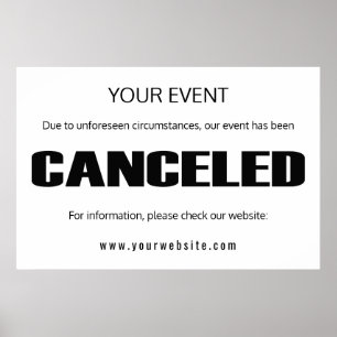 Póster Invitación de cancelación de eventos signo grande