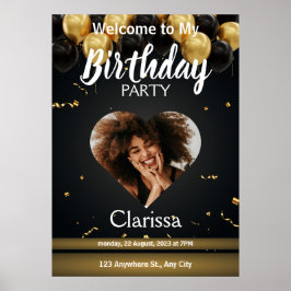 Póster Invitación de cumpleaños de bienvenida editable