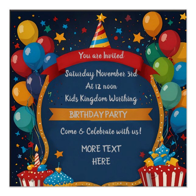 Póster Invitación de cumpleaños feliz (Anverso)