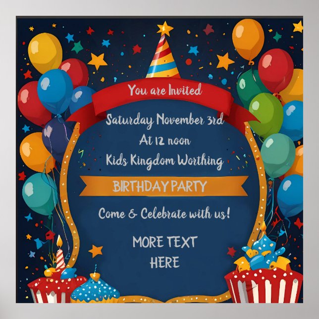 Póster Invitación de cumpleaños feliz (Frente)