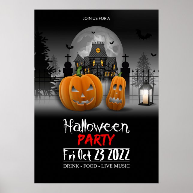 Póster Invitación de Poster de la fiesta de Halloween (Frente)