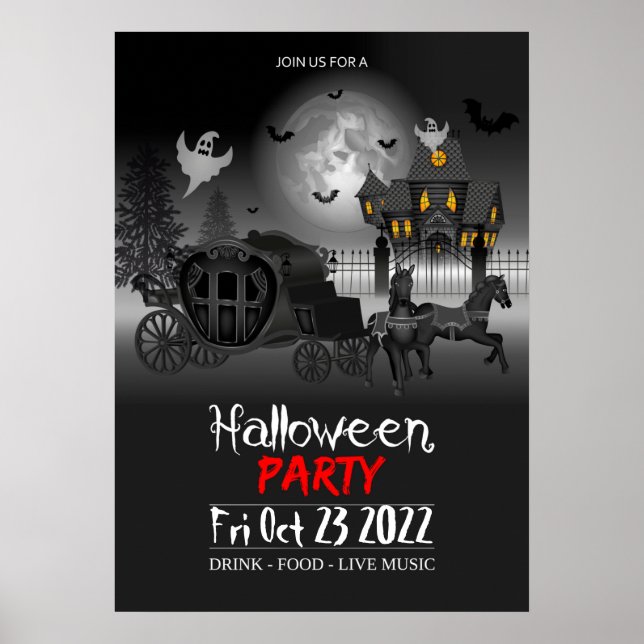 Póster Invitación de Poster de la fiesta de Halloween (Frente)