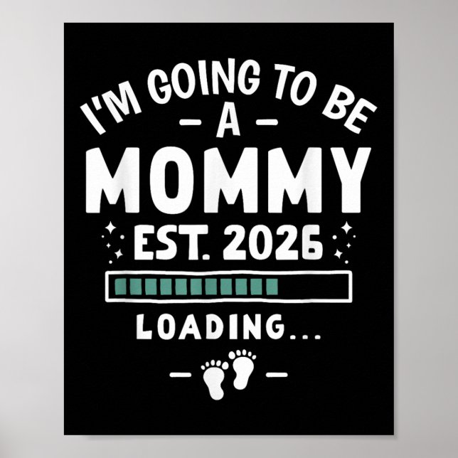 Póster Invitación del bebé 1 vez mamá voy a ser una M (Frente)