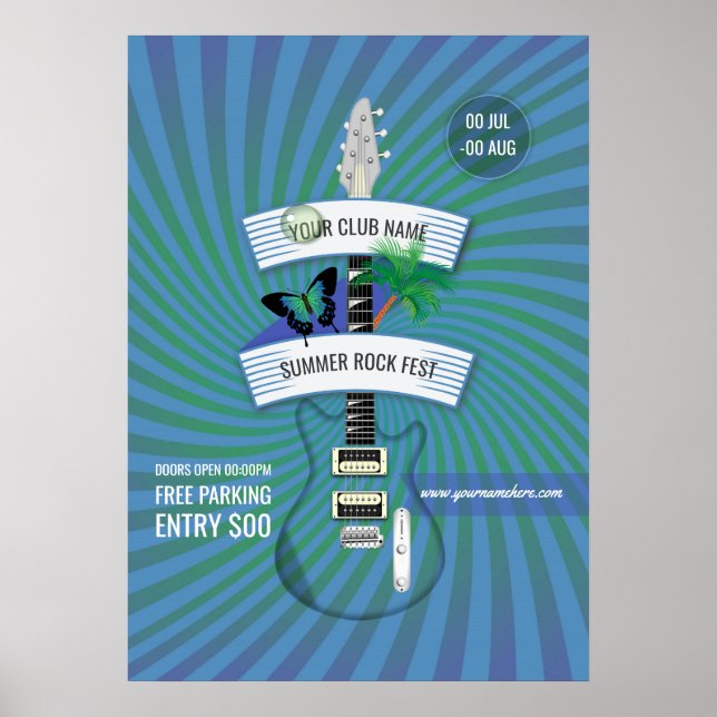 Póster Invitación del logo del Festival de Rock de Verano (Frente)