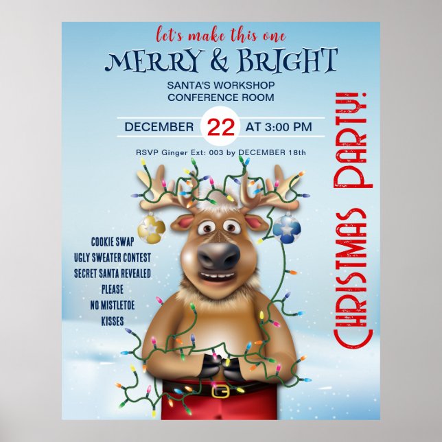 Póster Invitación del partido navidades | Renos (Frente)