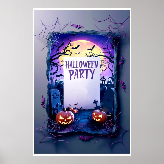 Póster Invitación en blanco de Halloween (Frente)