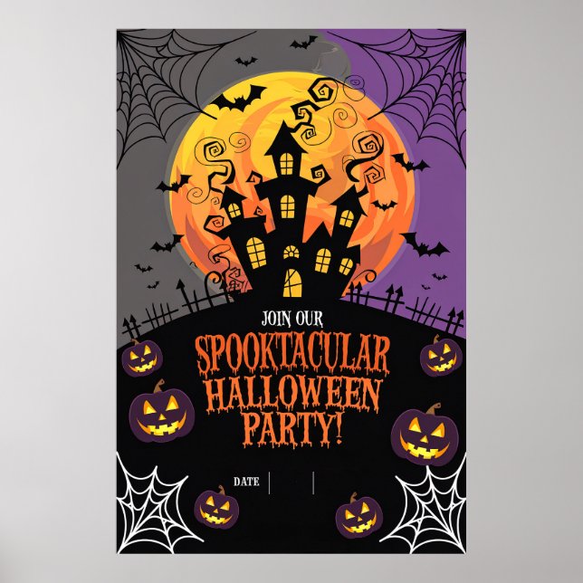 Póster Invitación en blanco de Halloween (Frente)