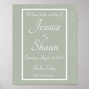 Póster Invitación moderna simple cartel verde