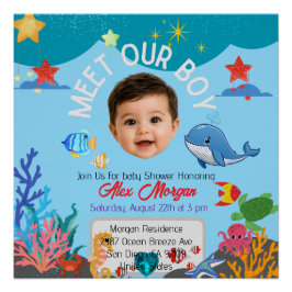 Póster Invitación para la Fiesta de Revelación de Bebé Ni