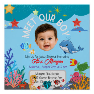 Póster Invitación para la Fiesta de Revelación de Bebé Ni
