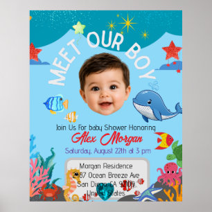 Póster Invitación para la Fiesta de Revelación de Bebé Ni