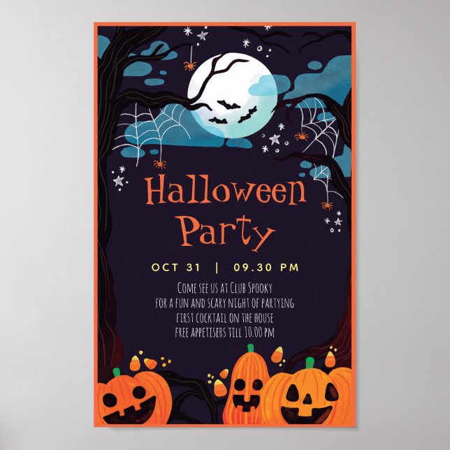 Póster Invitación personalizada de fiesta de Halloween pa (Frente)