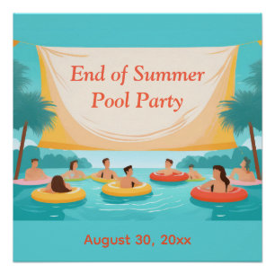 Póster Invitación personalizada para la fiesta de piscina