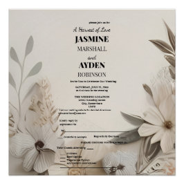 Póster Invitaciones elegantes de boda personalizadas