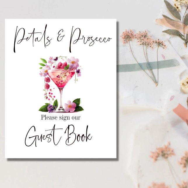 Póster Invitada a la ducha de novia Petals & Prosecco Blu (Subido por el creador)