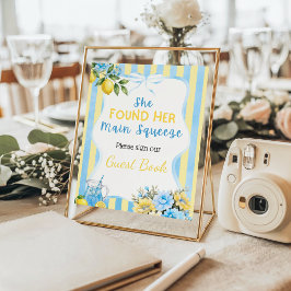 Póster Invitada a la ducha nupcial Floral Blue Lemon Main