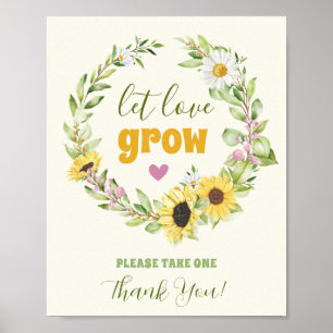 Póster Invitado Boda De Girasol En Una Planta Favorita