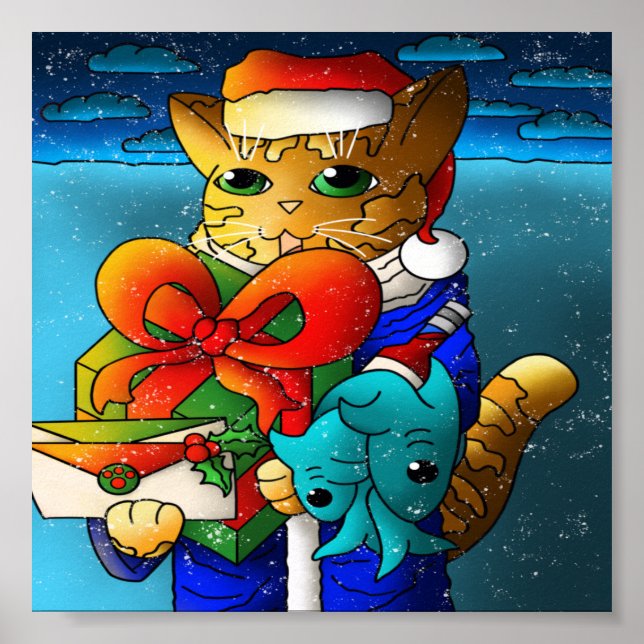 Póster Invitado del gato del navidad (Frente)