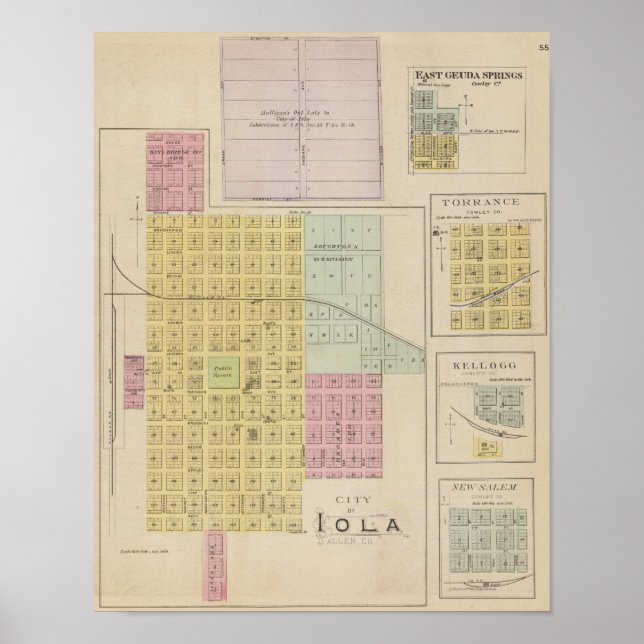 Póster Iola, Torrance y Kellogg, Kansas (Frente)