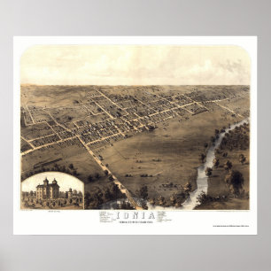 Póster Ionia, Mapa Panorámico de MI - 1868