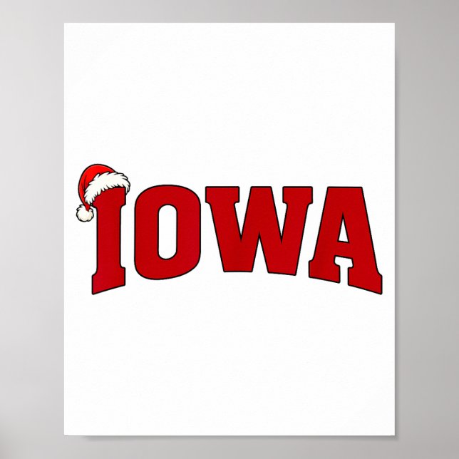 Póster Iowa Christmas Santa Hat Retro Throwback Souvenir  (Frente)
