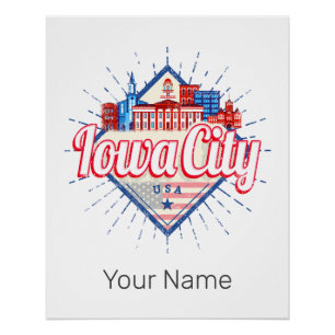 Póster Iowa City Estados Unidos Retro Skyline Vintage