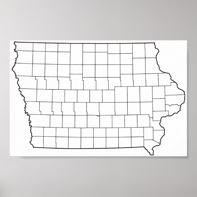 Póster Iowa Counties Blank Outline Map (Frente)