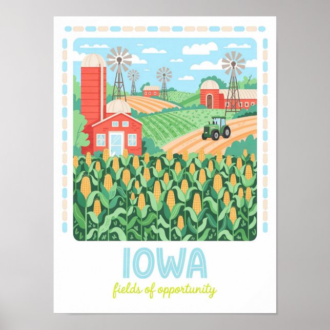 Póster Iowa Fields of Opportunity USA Summer Travel (Frente)