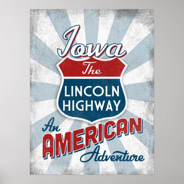 Póster Iowa Lincoln Highway Viintage America (Frente)