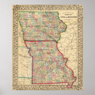 Póster Iowa, Mapa de Missouri por Mitchell