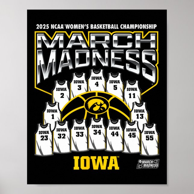 Póster Iowa March Madness 2025 Women's Sketll Nil  (Frente)