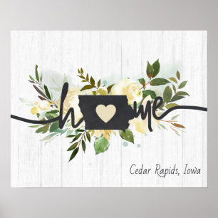 Póster Iowa State Personalizado Tu Ciudad Hogar Chic Rúst