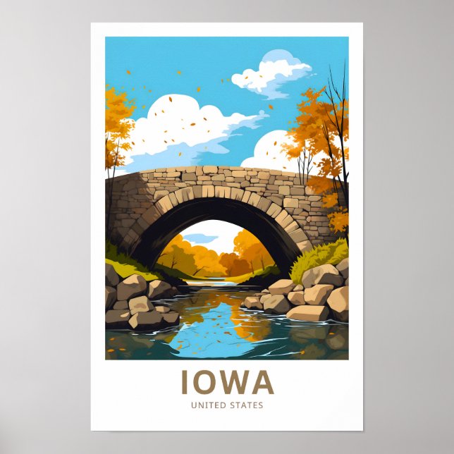 Póster Iowa United States Travel Print (Frente)